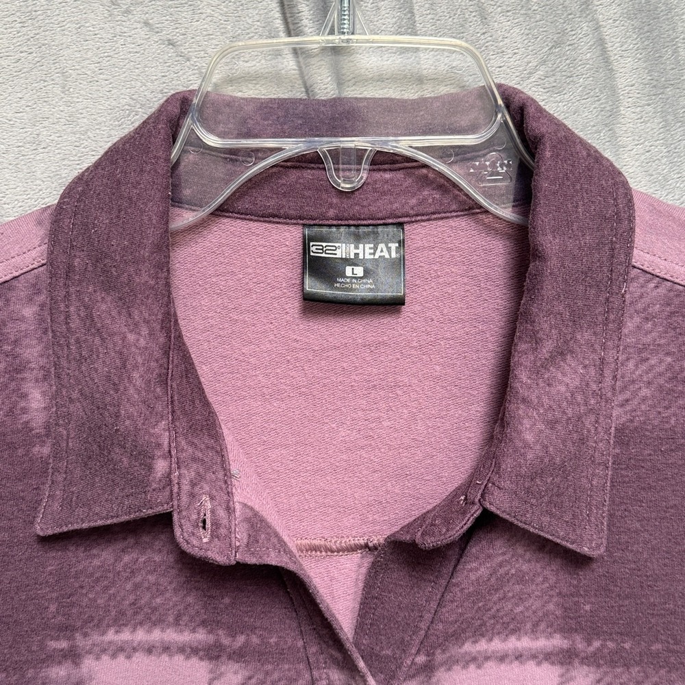 32 Degrees Cozy Knit Button-Up Shirt Plum Purple Women's Size Large - Picture 2 of 6